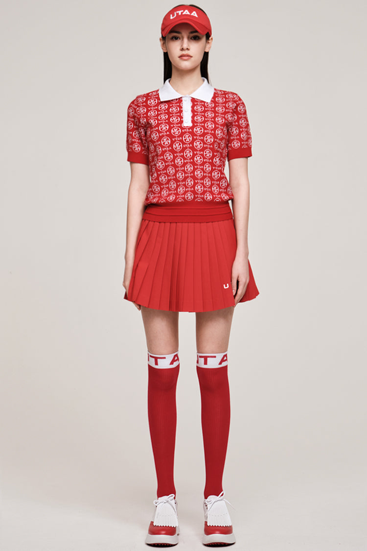 UTAA Link Chain Symbol Color PK Knit : Women’s Red