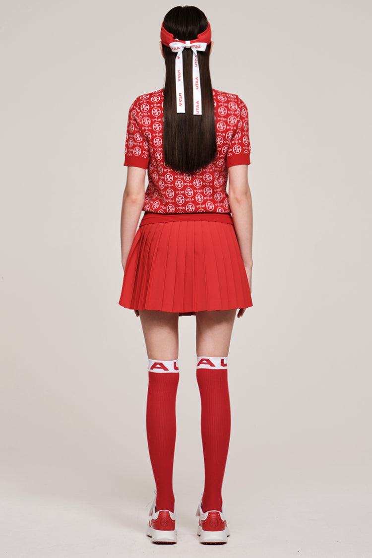 UTAA Link Chain Symbol Color PK Knit : Women’s Red