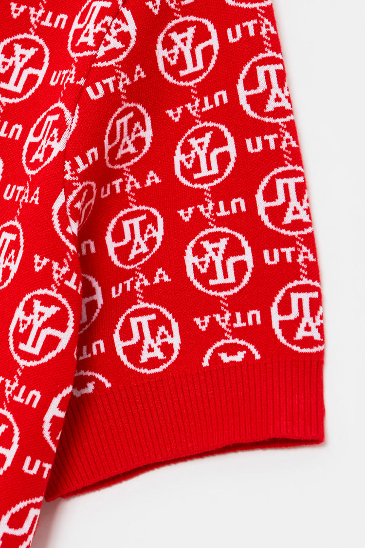 UTAA Link Chain Symbol Color PK Knit : Women’s Red